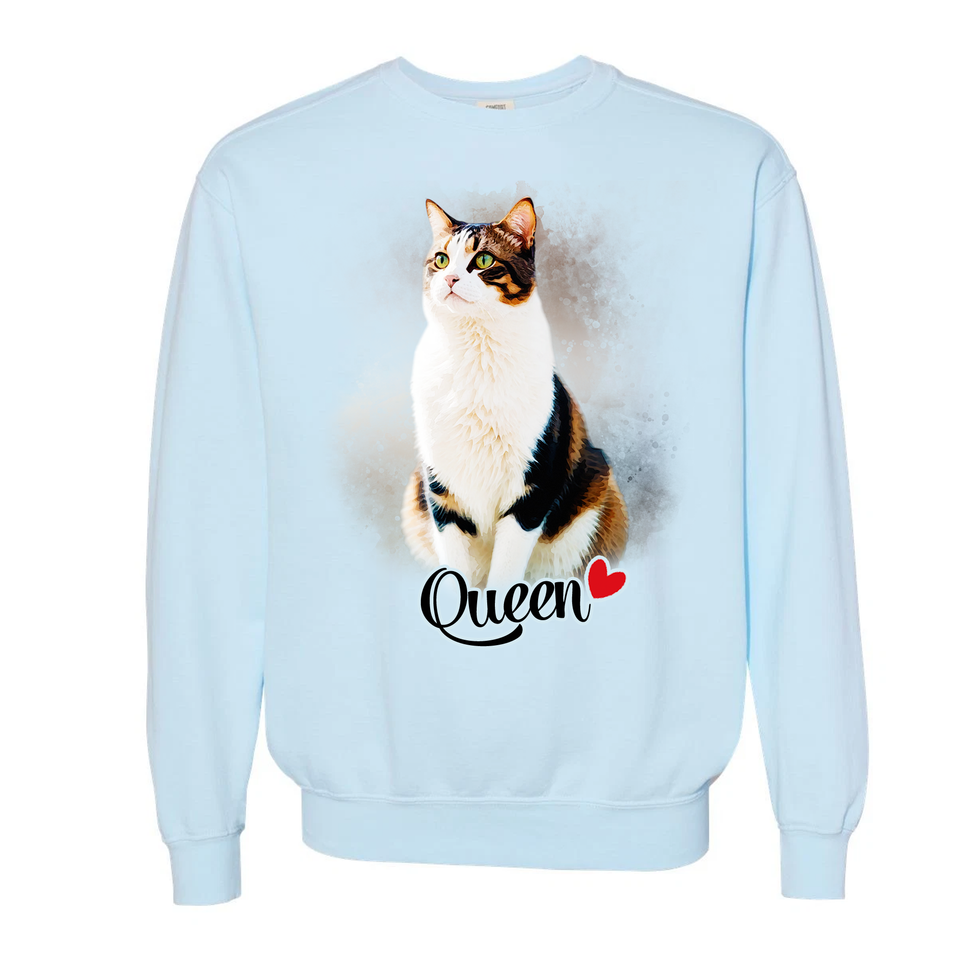 Watercolor Pet Portrait Sweatshirt from Your Photo – Custom Sweatshirt for Dog, Cat, or Any Animal Lovers