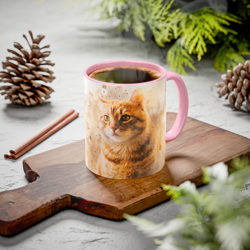 Watercolor Pet Portrait from Photo Accent Mug, Custom Pet Photo Accent Mug, Unique Pet Loss Gift