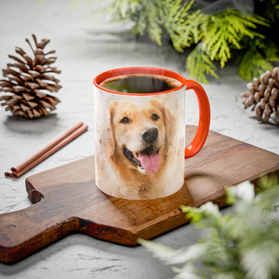 Watercolor Pet Portrait from Photo Accent Mug, Custom Pet Photo Accent Mug, Unique Pet Loss Gift