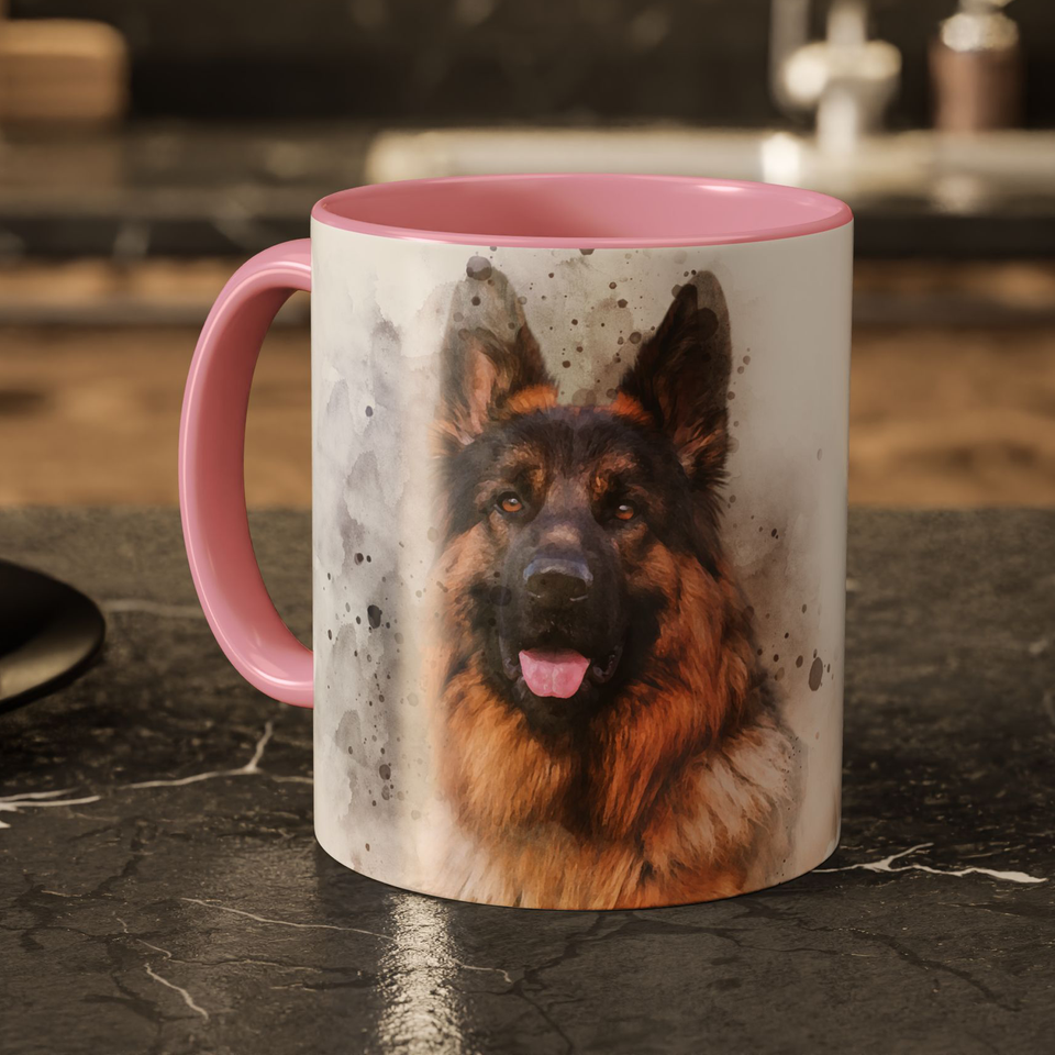 Watercolor Pet Portrait from Photo Accent Mug, Custom Pet Photo Accent Mug, Unique Pet Loss Gift