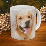 Watercolor Pet Portrait from Photo Ceramic Mug, Custom Pet Photo Mug, Unique Pet Loss Gift