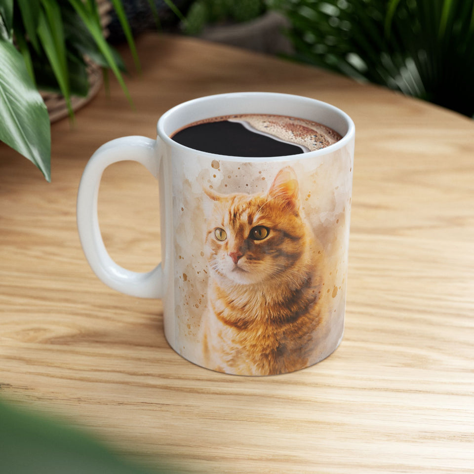 Watercolor Pet Portrait from Photo Ceramic Mug, Custom Pet Photo Mug, Unique Pet Loss Gift