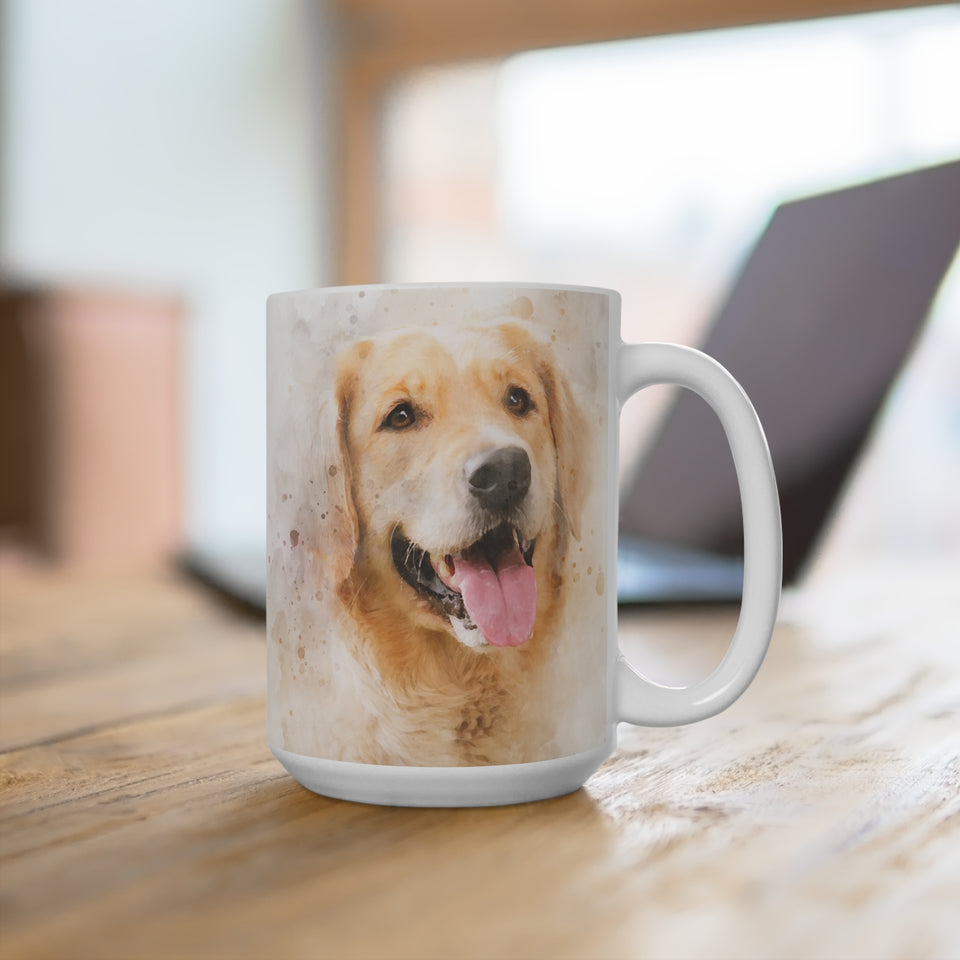 Watercolor Pet Portrait from Photo Ceramic Mug, Custom Pet Photo Mug, Unique Pet Loss Gift