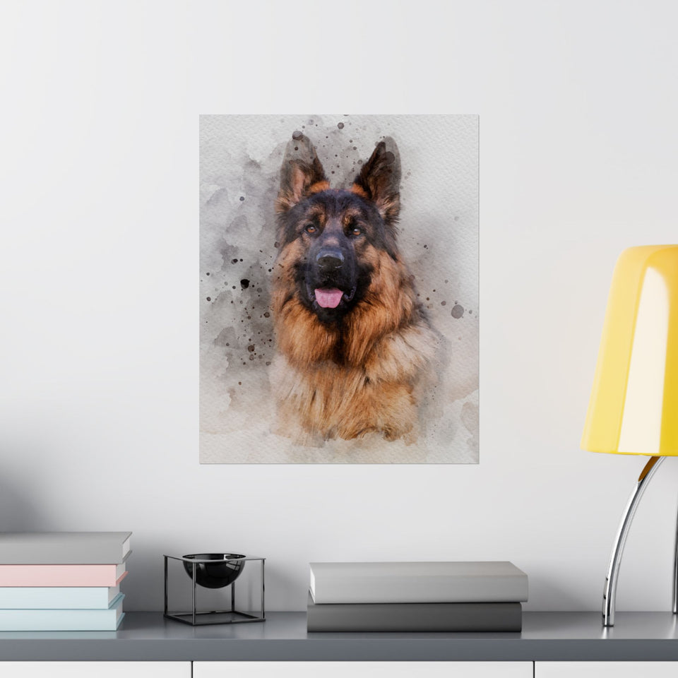 Watercolor Pet Portrait from Photo Poster, Custom Watercolor Painting Dog or Cat Art, Unique Pet Loss Gift