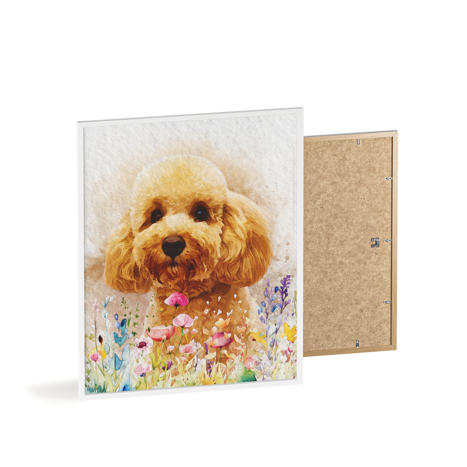 Watercolor Pet with Wildflowers Portrait from Photo Poster, Custom Pet Photo Art, Unique Pet Loss Gift