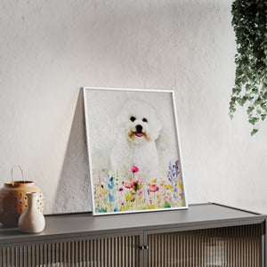Watercolor Pet with Wildflowers Portrait from Photo Poster, Custom Pet Photo Art, Unique Pet Loss Gift