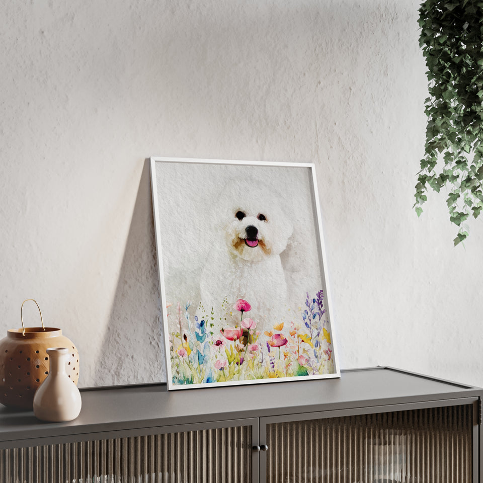 Watercolor Pet with Wildflowers Portrait from Photo Poster, Custom Pet Photo Art, Unique Pet Loss Gift