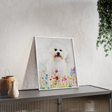 Watercolor Pet with Wildflowers Portrait from Photo Poster, Custom Pet Photo Art, Unique Pet Loss Gift