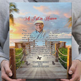 As i Sit in Heaven Loss Of Loved One Gift Canvas, Loss Of Father Gift Canvas, Memorial Loss Of Father Gift Personalized Wall Art