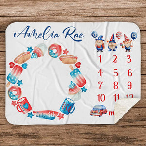 Baby Shower Gift Blanket, 4th Of July Patriotic Milestone Blanket for Baby, Monthly Age Blanket
