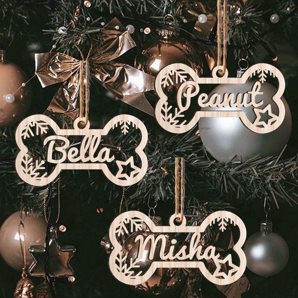 Personalized Dog Name Ornament, Holiday Ornament Pet, Pet Gift Laser Cut Ornament