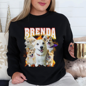 Personalized Pet Photo Name Retro Sweater, Custom Dog Sweatshirt, Vintage Graphic 90s Shirt