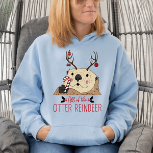 Christmas Gift Hoodie, Otter Reindeer Christmas Hoodie