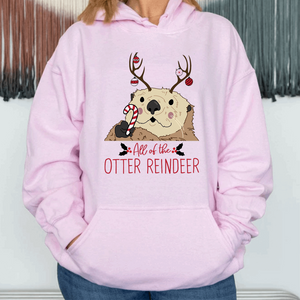 Christmas Gift Hoodie, Otter Reindeer Christmas Hoodie