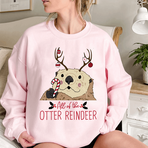 Christmas Gift Sweatshirt, Otter Reindeer Christmas Sweatshirt, Christmas Jumpers