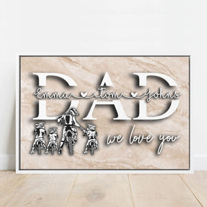 Motocross Biker Dad Gift Kid Son Daughter Name Canvas, Personalized Father's Day Grandpa Dirt Bike Rider Dirtbike Gift