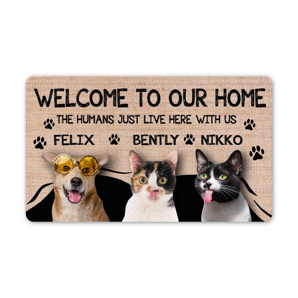 Custom Pet Doormat Dog Cat Name and Photo, Funny Personalized Cute Pet Doormat, Welcome Indoor Outdoor Front Door Mat