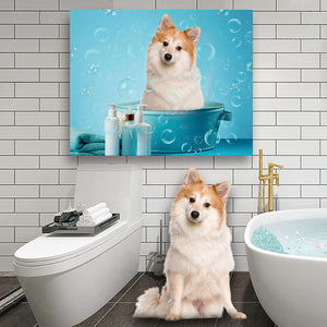 Custom Pet Portrait From Photo, Funny Bathroom Art, Pet Bathtub, Animal in Tub, Pet Lovers Gift, Restroom Pet Portraits