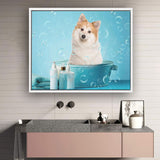 Custom Pet Portrait From Photo, Funny Bathroom Art, Pet Bathtub, Animal in Tub, Pet Lovers Gift, Restroom Pet Portraits