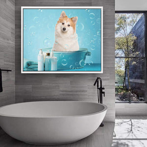 Custom Pet Portrait From Photo, Funny Bathroom Art, Pet Bathtub, Animal in Tub, Pet Lovers Gift, Restroom Pet Portraits