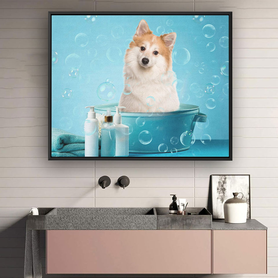 Custom Pet Portrait From Photo, Funny Bathroom Art, Pet Bathtub, Animal in Tub, Pet Lovers Gift, Restroom Pet Portraits