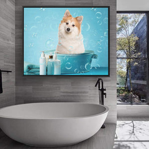 Custom Pet Portrait From Photo, Funny Bathroom Art, Pet Bathtub, Animal in Tub, Pet Lovers Gift, Restroom Pet Portraits