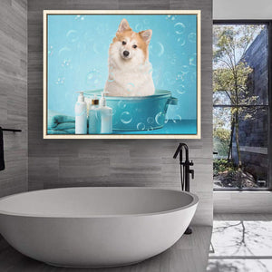 Custom Pet Portrait From Photo, Funny Bathroom Art, Pet Bathtub, Animal in Tub, Pet Lovers Gift, Restroom Pet Portraits