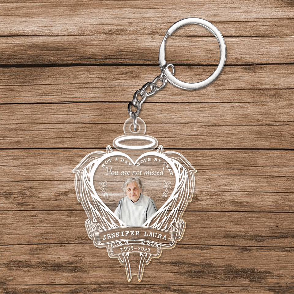 Mom In Loving Memorial Gift, Loss Of Loved One Gift, Not A Day Goes By That You Are Not Missed Personalized Acrylic Keychain