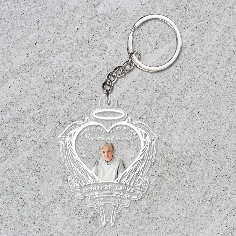 Dad In Loving Memorial Gift, Loss Of Loved One Gift, Not A Day Goes By That You Are Not Missed Personalized Acrylic Keychain
