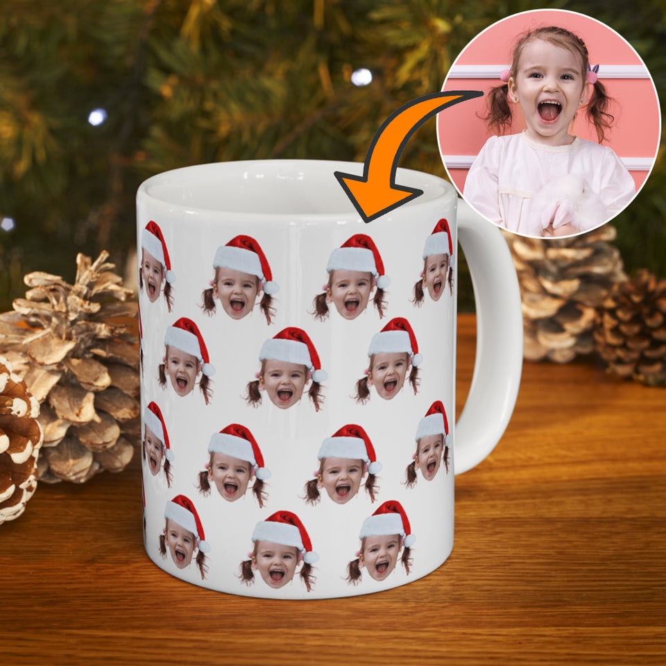 Face Personalized Mug, Christmas Gift for Mom Dad Grandma Grandpa, Christmas Gift, Christmas Baby Face Mug