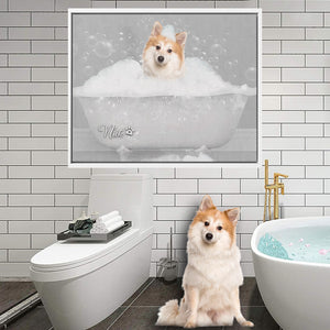 Funny Bathroom Art, Pet Bathtub, Animal in Tub, Pet Lovers Gift, Custom Pet Portrait From Photo, Restroom Pet Portraits