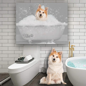 Funny Bathroom Art, Pet Bathtub, Animal in Tub, Pet Lovers Gift, Custom Pet Portrait From Photo, Restroom Pet Portraits