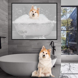 Funny Bathroom Art, Pet Bathtub, Animal in Tub, Pet Lovers Gift, Custom Pet Portrait From Photo, Restroom Pet Portraits