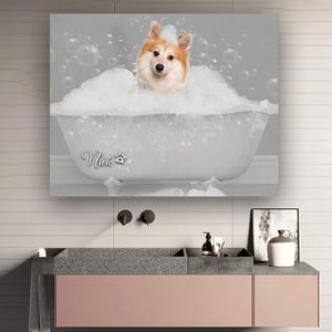 Funny Bathroom Art, Pet Bathtub, Animal in Tub, Pet Lovers Gift, Custom Pet Portrait From Photo, Restroom Pet Portraits