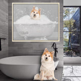 Funny Bathroom Art, Pet Bathtub, Animal in Tub, Pet Lovers Gift, Custom Pet Portrait From Photo, Restroom Pet Portraits