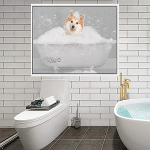 Funny Bathroom Art, Pet Bathtub, Animal in Tub, Pet Lovers Gift, Custom Pet Portrait From Photo, Restroom Pet Portraits