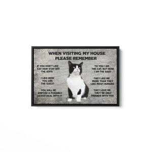 Funny Gift for Cat Lovers, Custom Cat Owners Gifts Canvas, When Visiting My House Please Remember, Cat Wall Art Decor