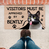 Funny Personalized Cat Doormat, Visitors Must Be Approved by Cat Door Mat, Custom Photo Cat Lover Gift, Cat Face Picture on Mat