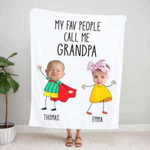 Gift For Grandpa from Grandchild, Birthday Gift For Grandpa, My Fav People Call Me Grandpa Custom Blanket