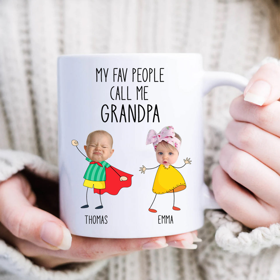 Gift For Grandpa from Grandchild, Christmas Birthday Gift For Grandpa, My Fav People Call Me Grandpa Custom Mug