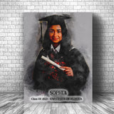 Graduation Gifts for Her, Graduation Watercolor Portrait, Graduation Presents, Graduation Watercolor Any Photo Canvas