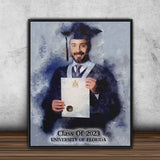 Graduation Gift, Graduation Gift for Him, Graduation Presents, Graduation Watercolor Portrait Any Photo Canvas