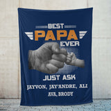 Grandpa Gift, Gift For Grandpa, Papa Gift, Gift Ideas For Grandpa, Personalized Best Papa Ever Fleece/Sherpa Blanket
