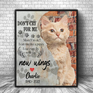 Pets Cat Loss Gifts, Gift for Someone Who Lost a Pet, Personalized Cat Memorial Gift Brick Texture Canvas