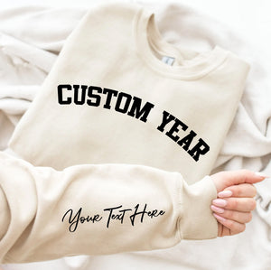 Custom Year 80th Birthday Gifts Sweatshirt with Name on Sleeve, 1943 Birthday Year Number Sweatshirt for Women