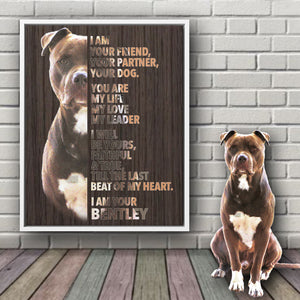 Dog Mom Dog Dad Gift, Pet Owner Gifts, Custom Dog Portrait Canvas, I Am Your Pitbull Wrapped Framed Canvas