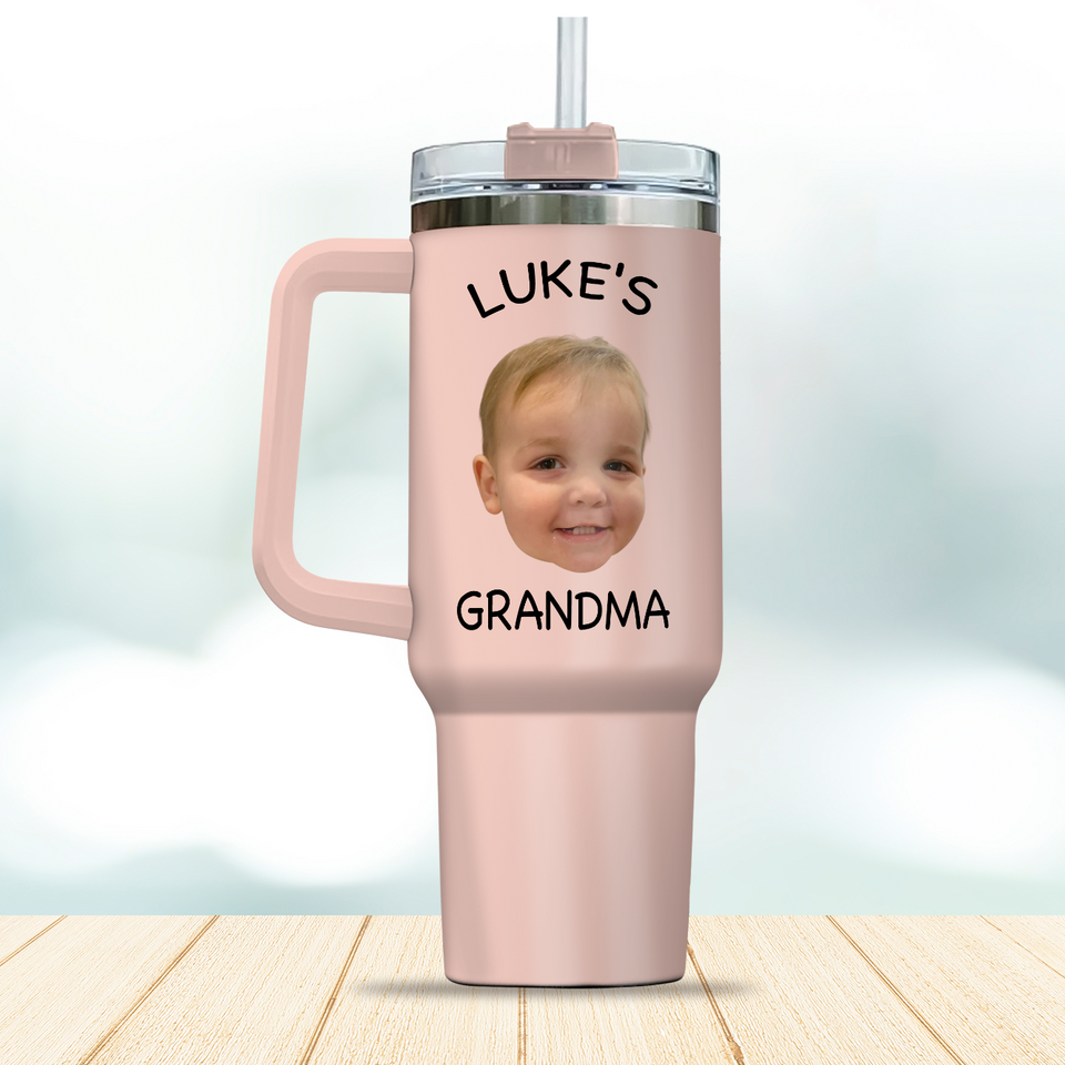 Custom Photo & Text Tumbler 40oz, Custom Birthday Gift, Gift from Grandma, Face Mug, Custom Photo Tumbler, Personalized Photo Tumbler