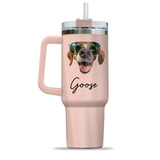 Personalized Dog Face Photo 40oz Large Tumbler, Pet Lovers Tumbler, Gift for Dog Lovers