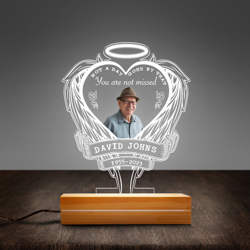 Dad In Loving Memorial Gift, Loss Of Loved One Gift, Not A Day Goes By That You Are Not Missed Personalized Led Night Light