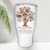 50th Anniversary Gift Tumbler, Personalized Family Heart Tree Photos Fat Tumbler